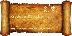 Krajcsa Klaudia névjegykártya